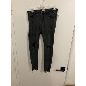 Enjean Denim Co. Girls Distressed Skinny Stretch Ankle Jeans, Black, Size 9